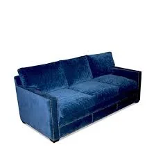 Solid Blue Velvet Sofa