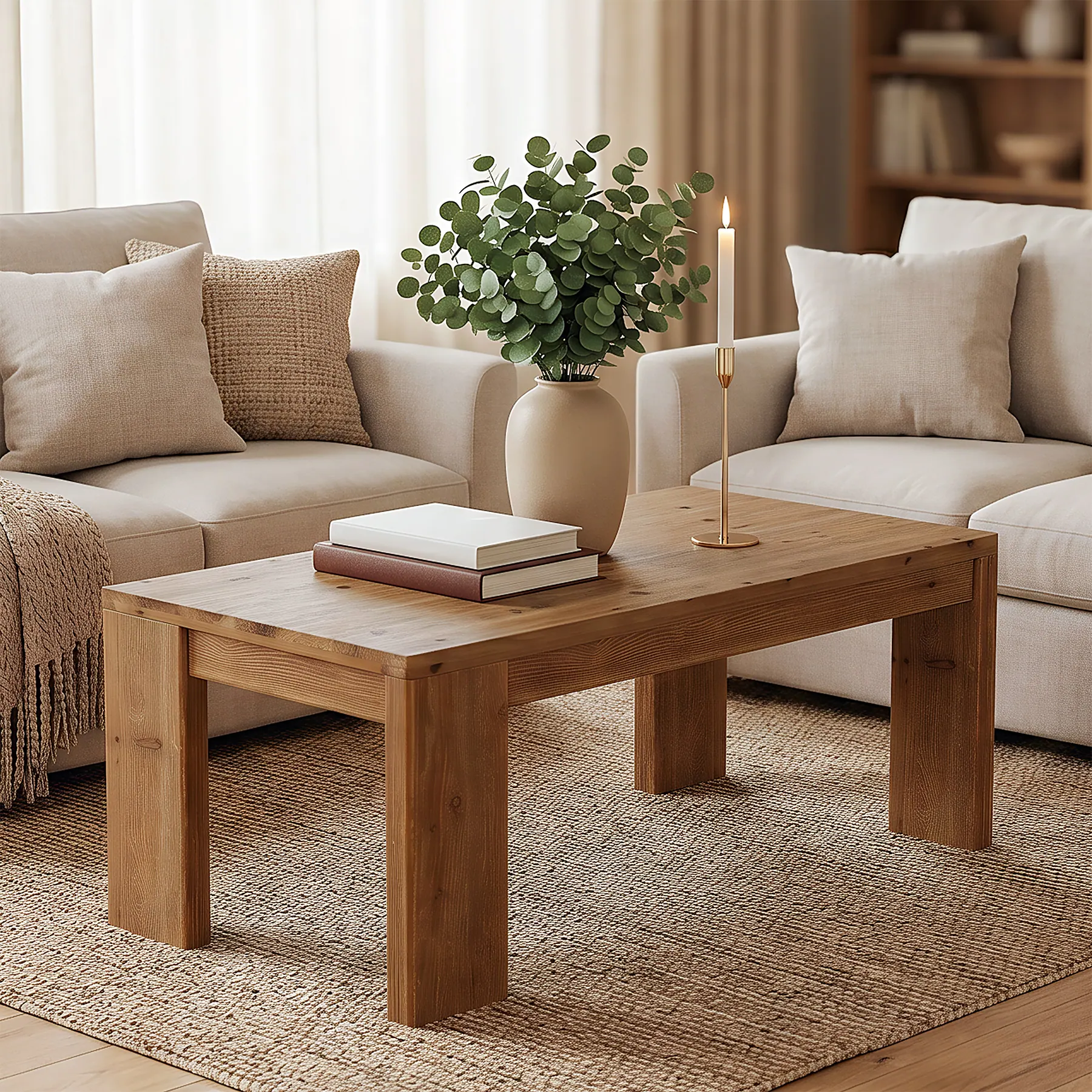 Rectangular Solid Wood Coffee Table