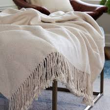 Cream Textured Throw Blanket