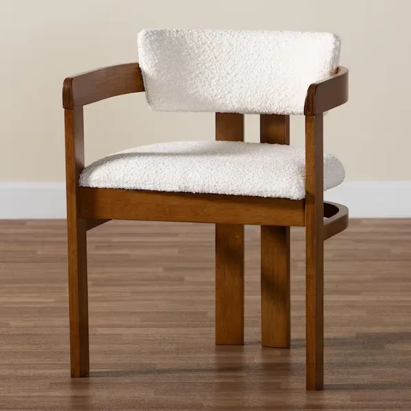 Carice Walnut and Cream Boucle Dining Chair