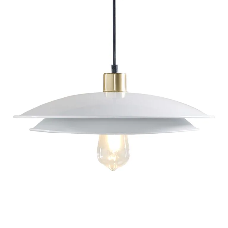 Matte White and Gold Metal Pendant Light