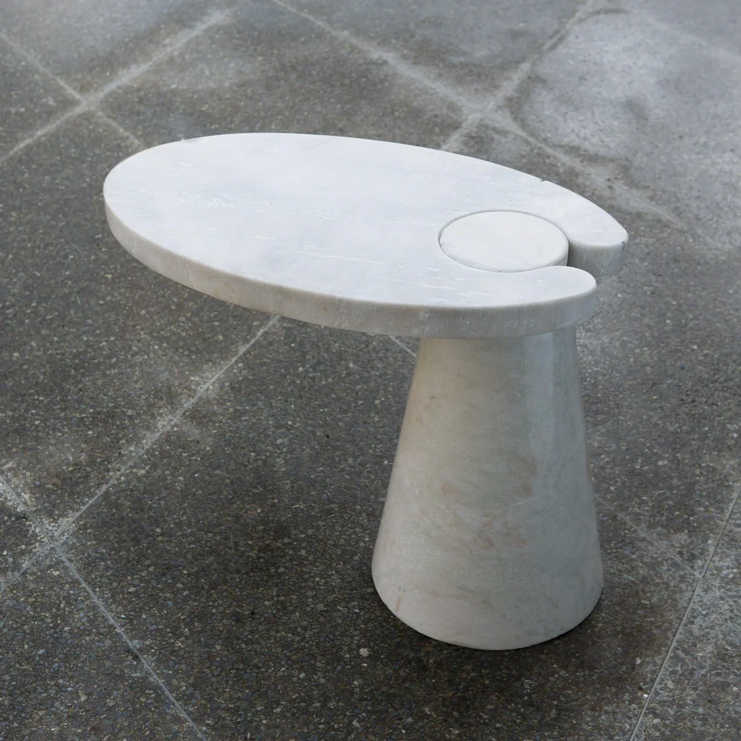Sculptural White Marble Side Table