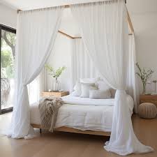 White Linen Canopy Bed