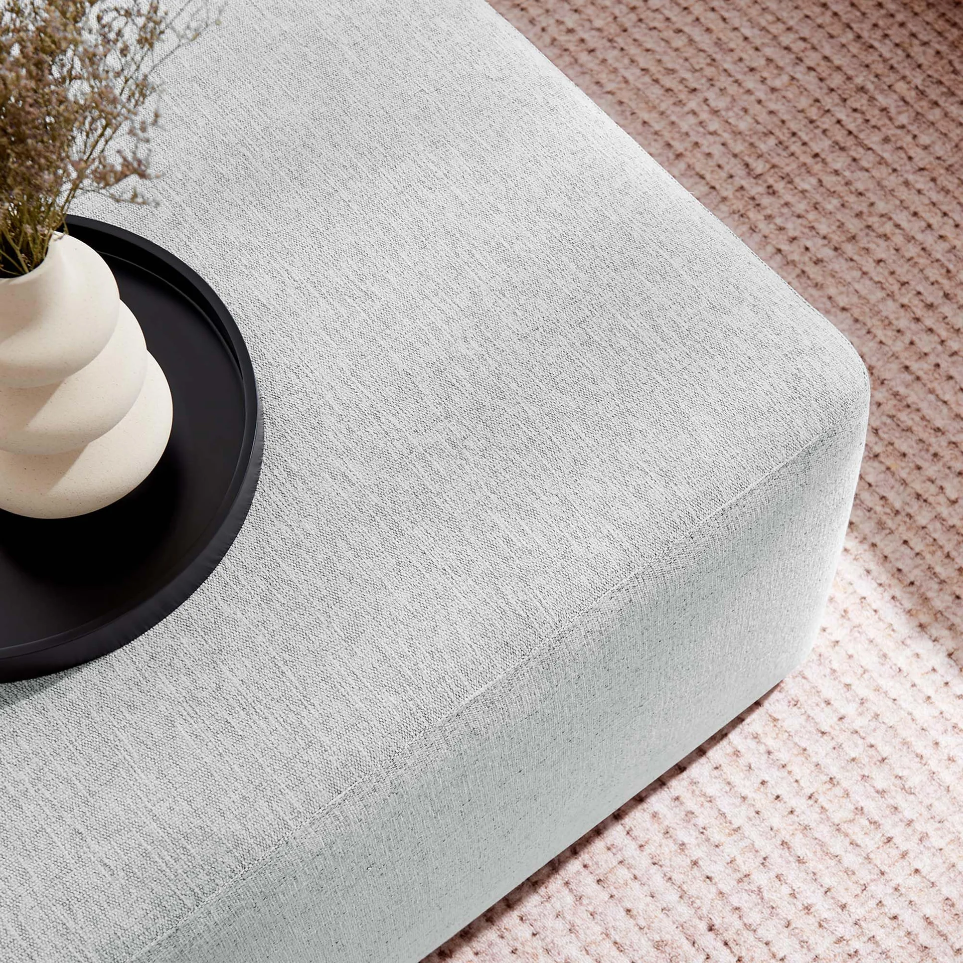 Modway Callum Square Upholstered Ottoman in Gray
