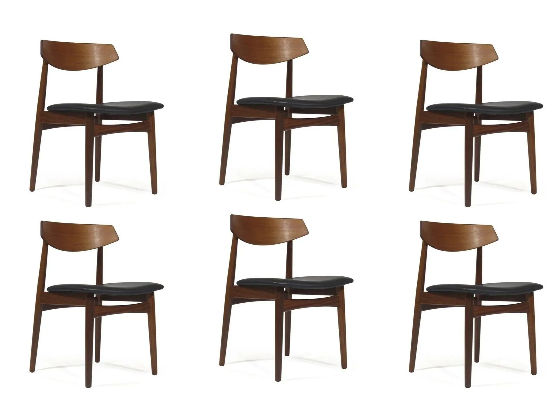 Six Mid-Century Danish Dining Chairs in Solid Teak