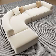 Curved Cream Fabric Modular Sofa