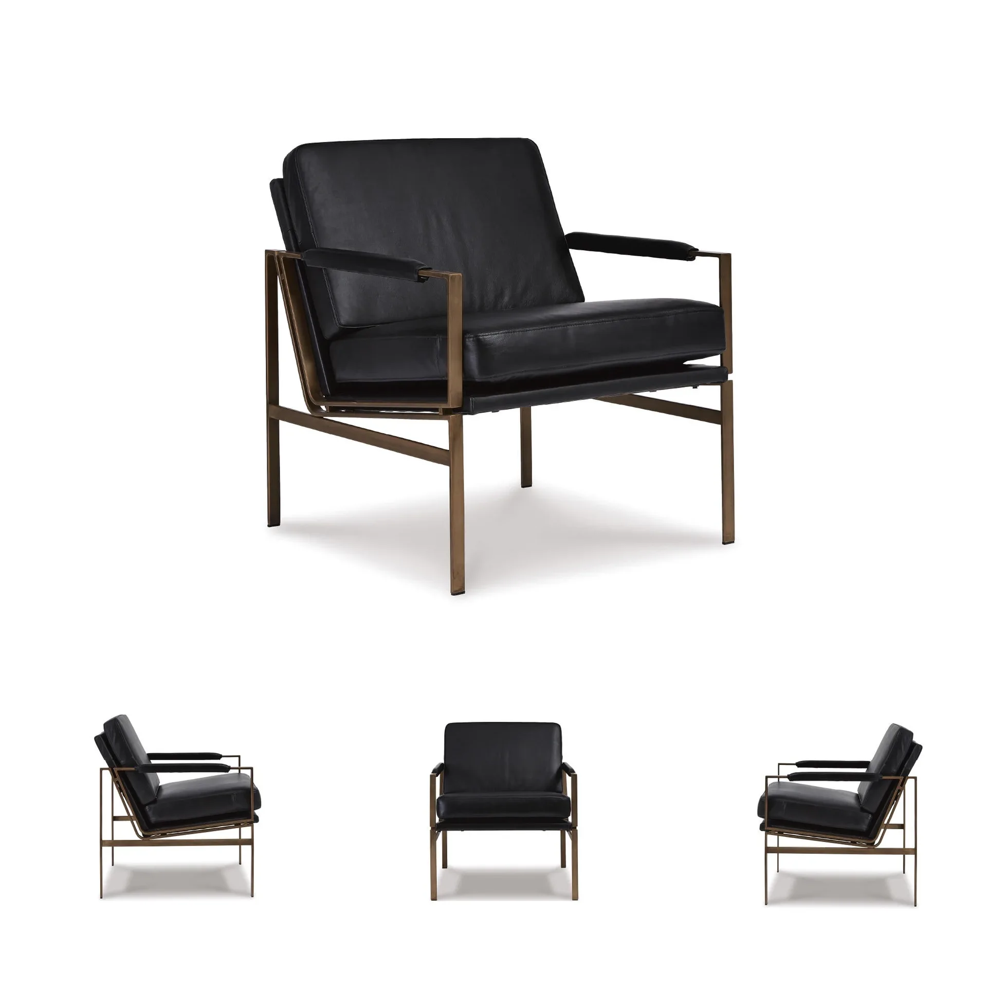 Puckman Black Leather Lounge Chair