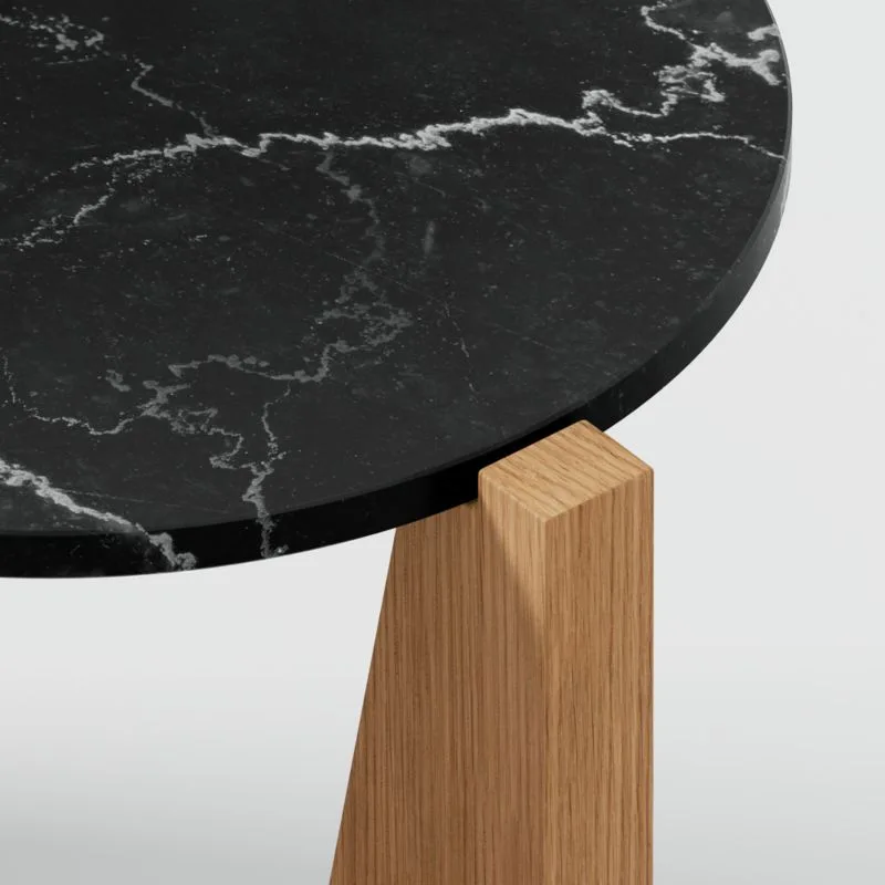 Miro Round Marble Side Table with Oak Base