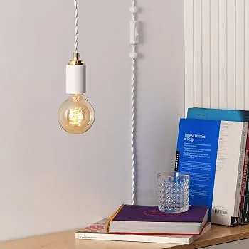 Matte White and Gold Pendant Light