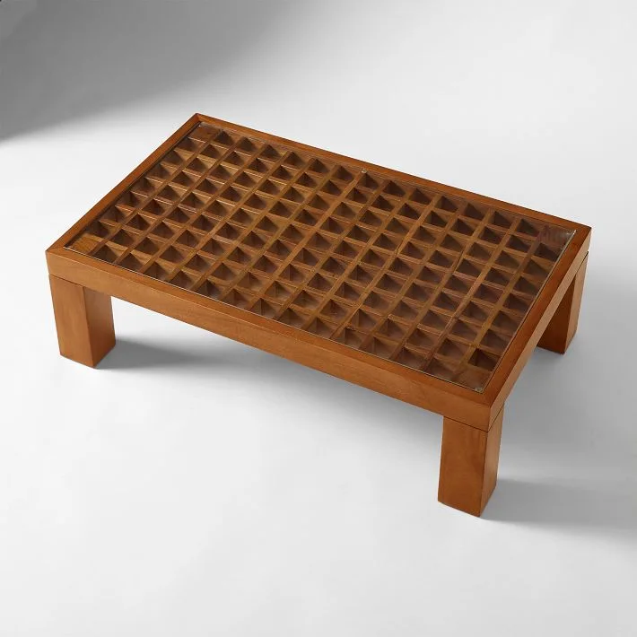 Rectangular Wood and Glass Coffee Table