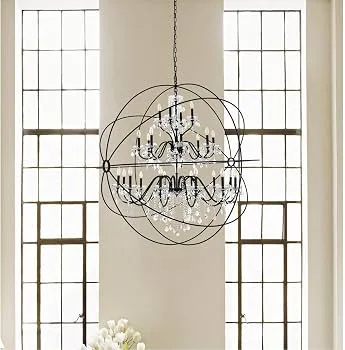 Cordelia Matte Black Orbital Crystal Chandelier
