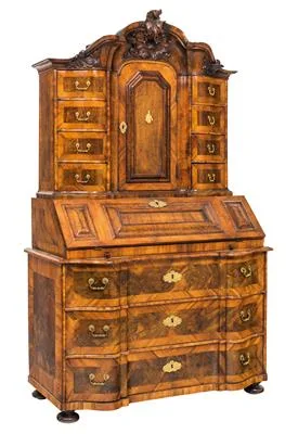 Rococo Walnut Bureau Cabinet
