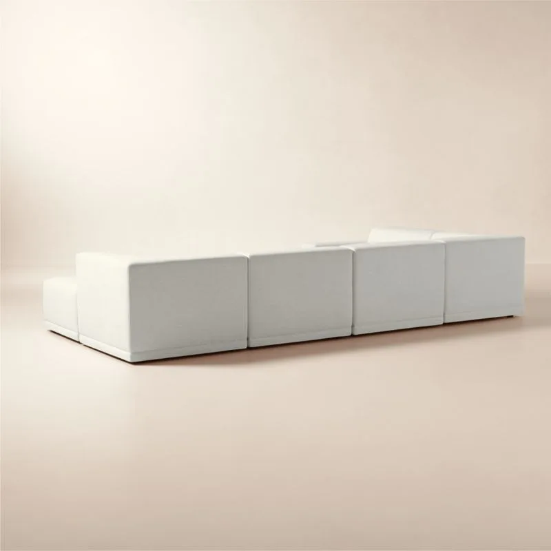 Faible White Linen Sectional Sofa