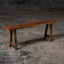 Reclaimed Wood Slim Bench: Rustic Weathered Entryway Bench