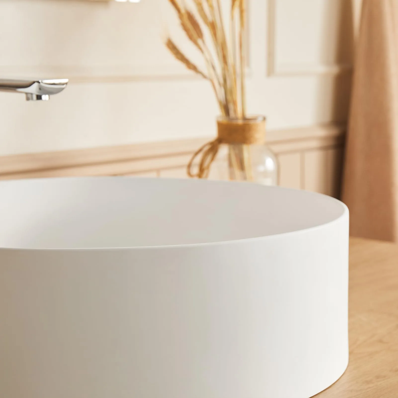 Round Matte Stone Vessel Sink