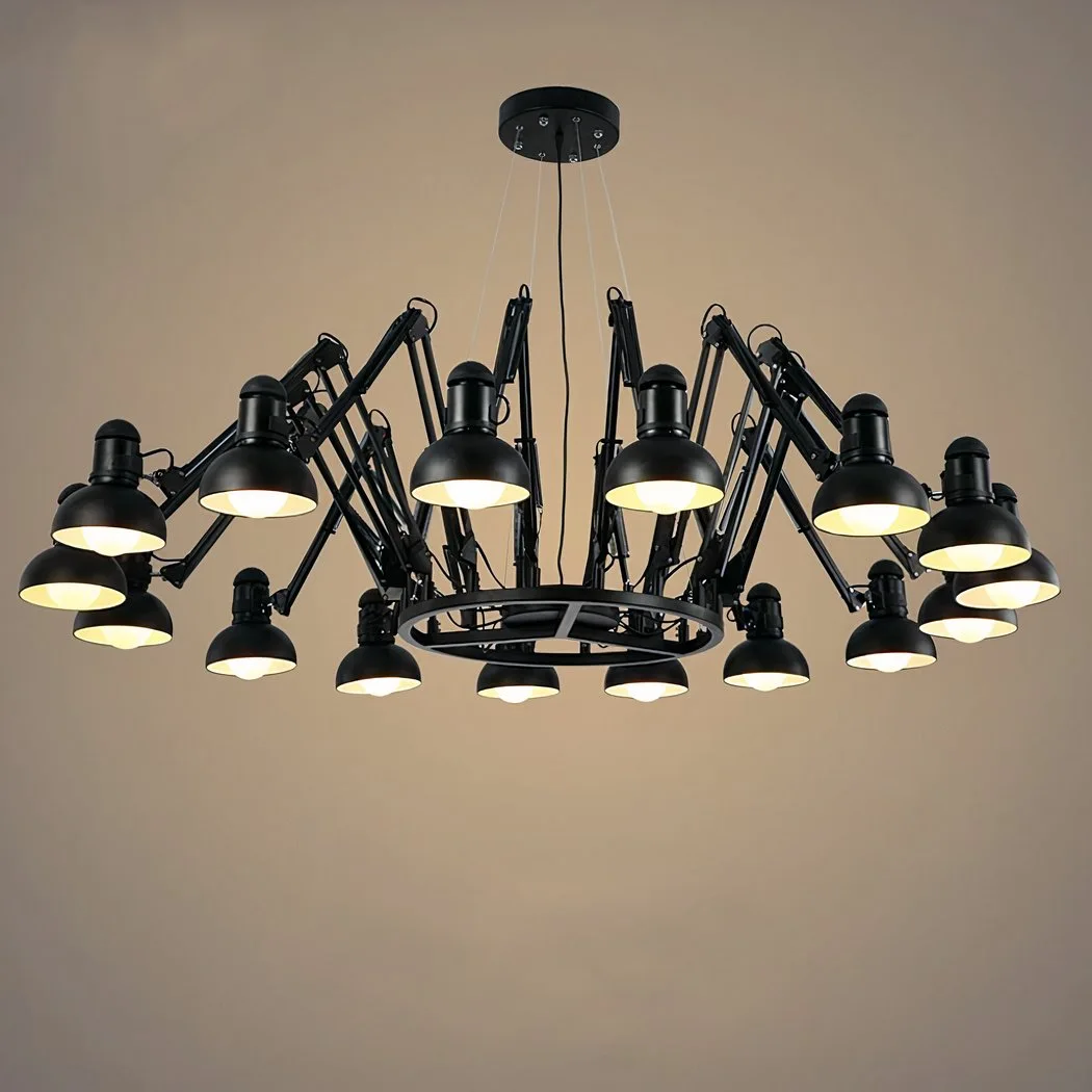 Industrial Black Metal Spider Chandelier