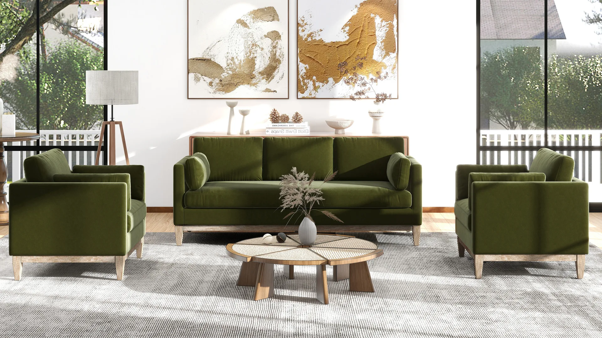 Knox Olive Green Velvet Sofa