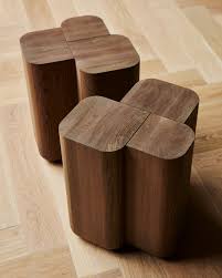 Aries Sculptural Wood Block Side Table
