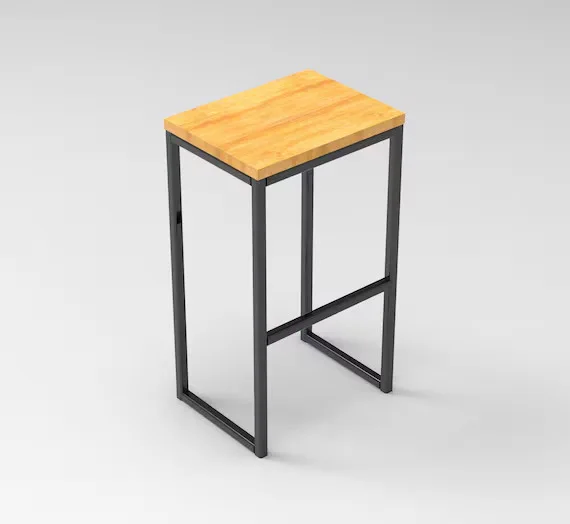Minimalist Wood and Metal Bar Stool
