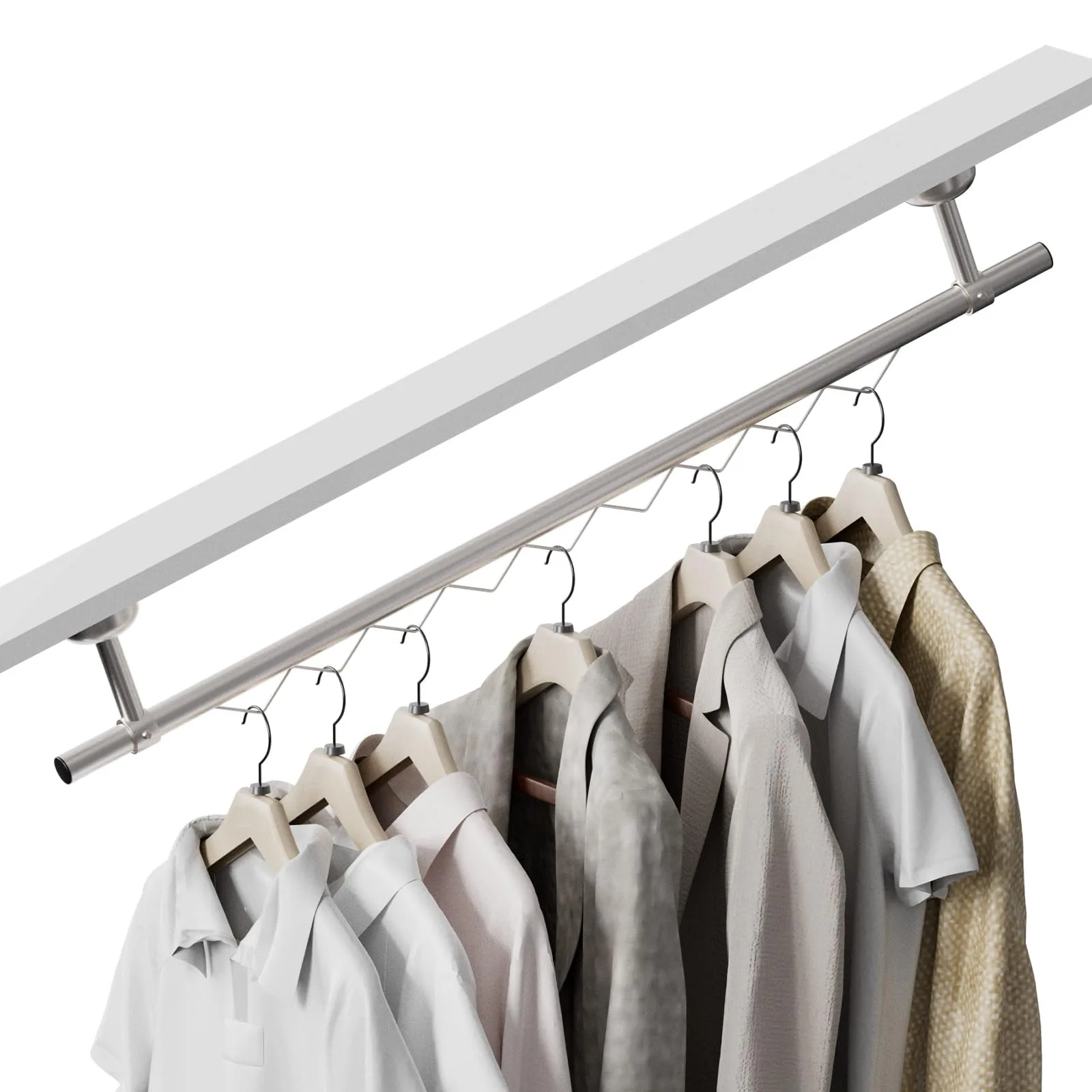 Brushed Steel Wall Mounted Clothing Rail
