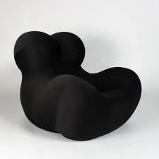 Black Fabric Lounge Chair