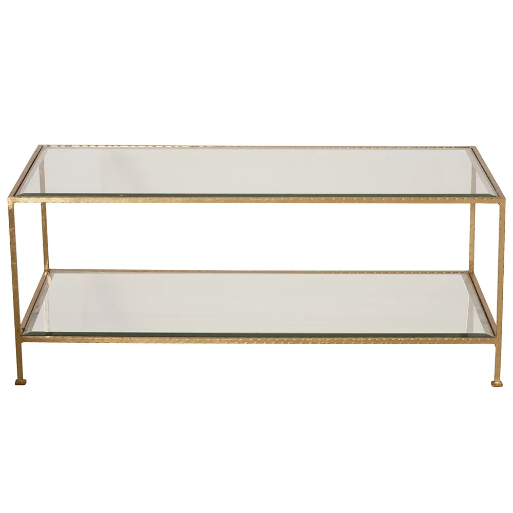 Gold Rectangular Glass Coffee Table