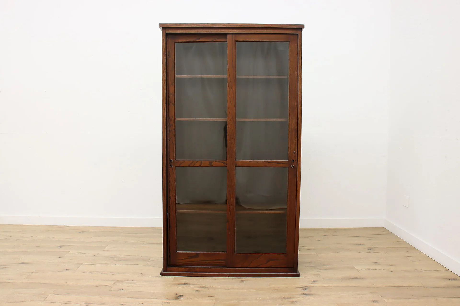 Antique Oak Wood Glass Cabinet