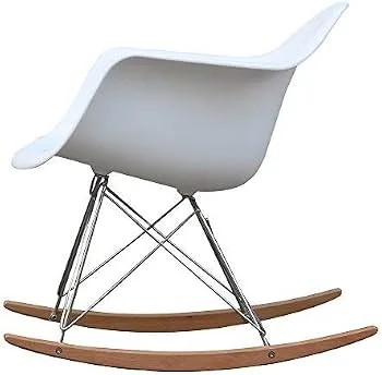 White Mid-Century Modern Rocking Chair