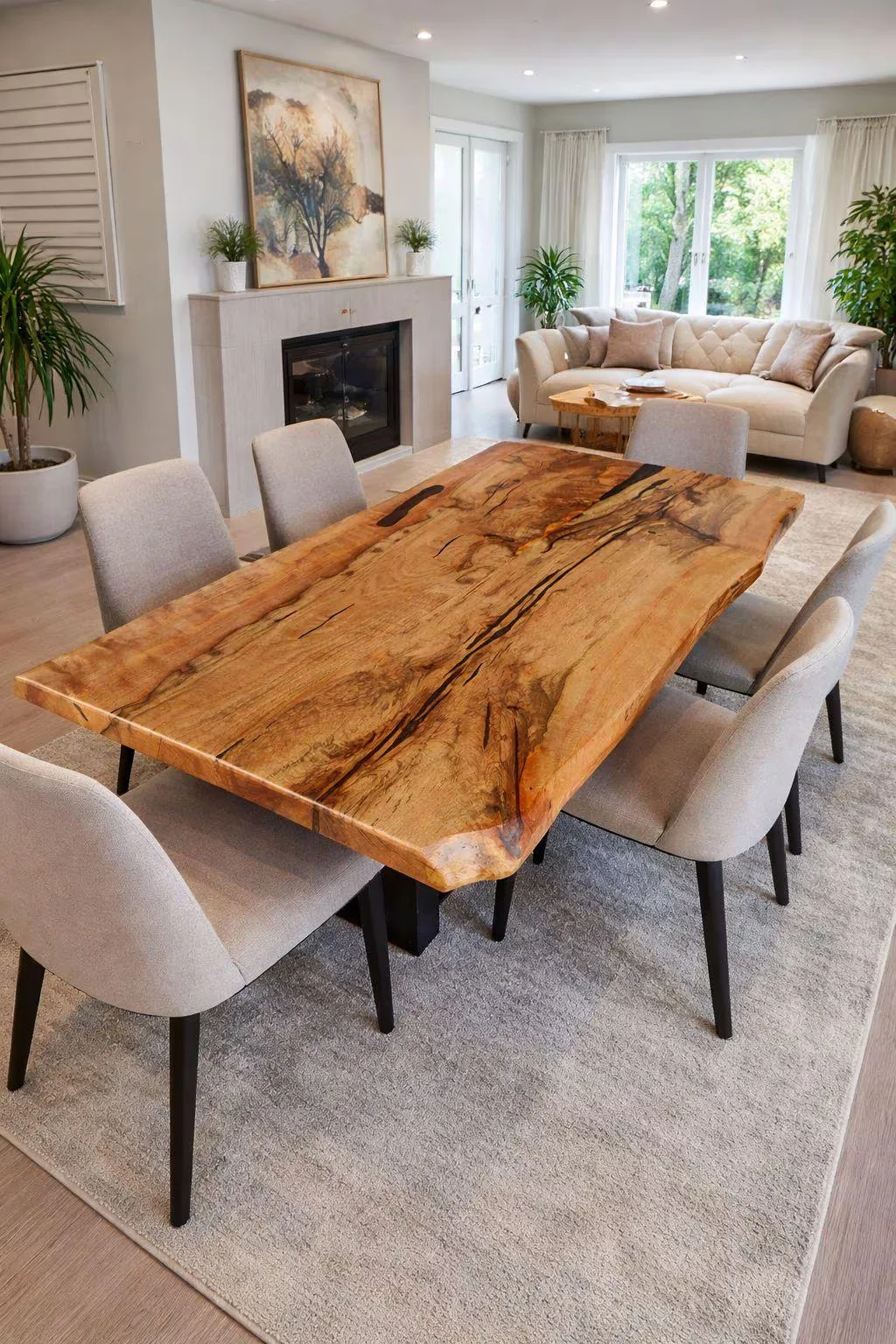 Natural Oak Live Edge Dining Table