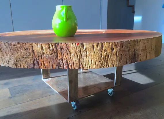 Round Live Edge Log Coffee Table