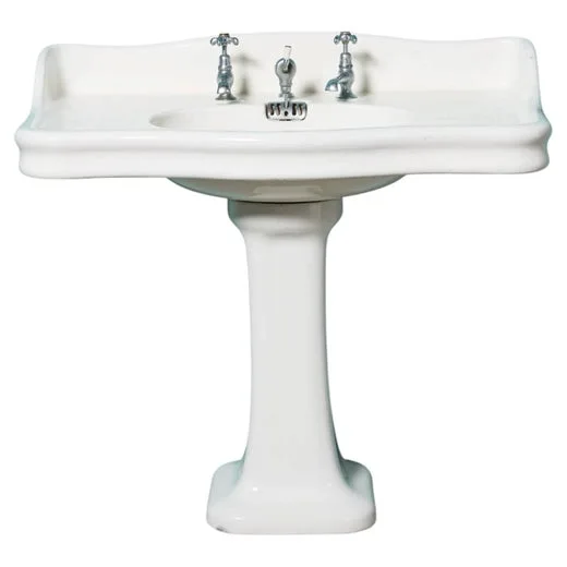 French Jacob Delafon Antique White Porcelain Pedestal Sink