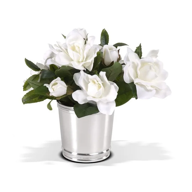 Gardenias in a silver mint julep cup