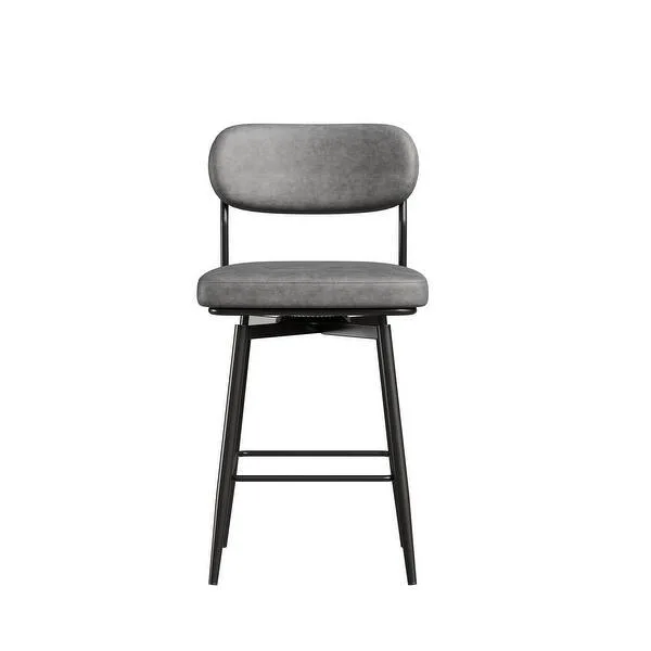 Modern Gray Leather Bar Stool