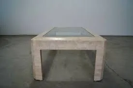 Rectangular Stone and Glass Coffee Table