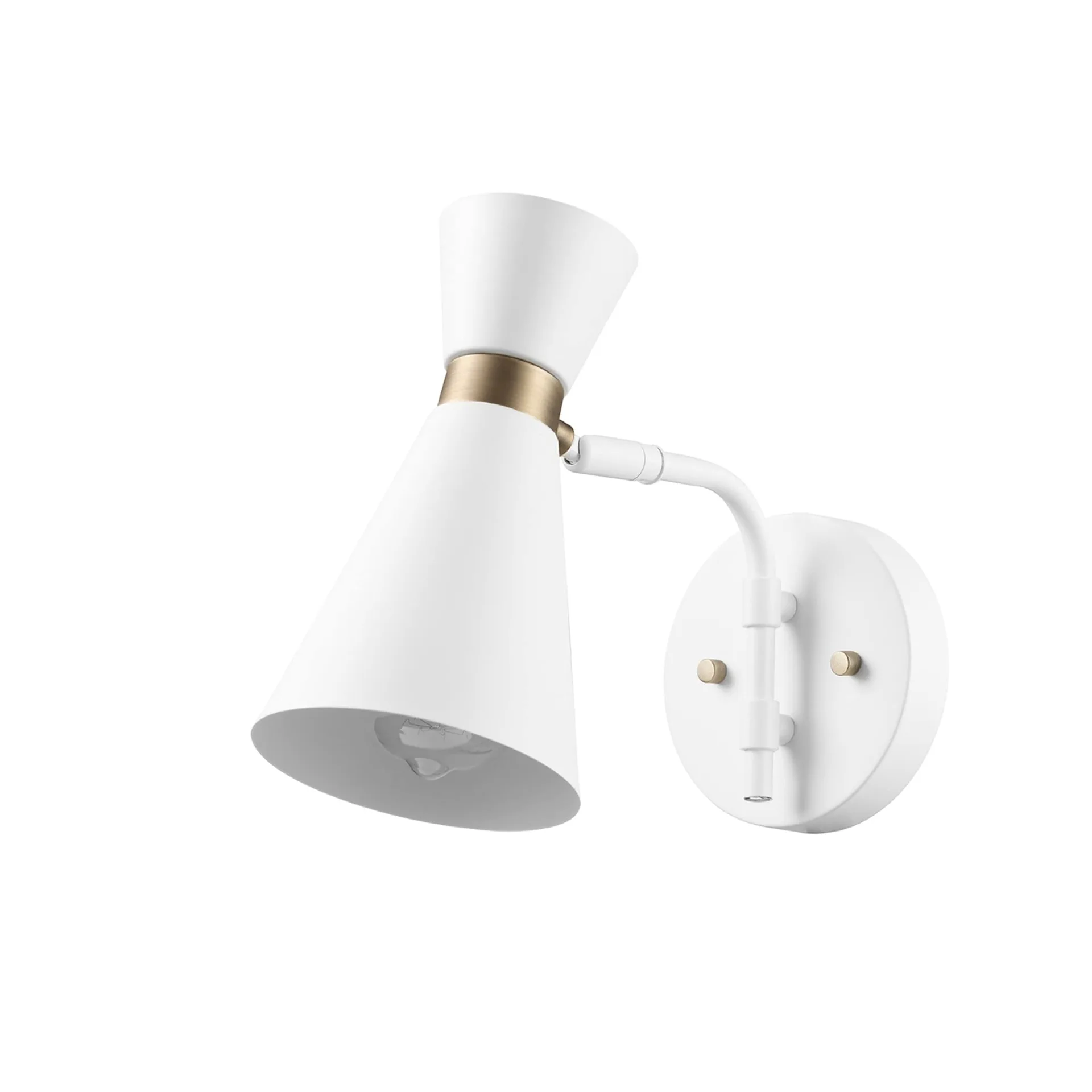 Globe Electric White and Brass Conical Wall Sconce