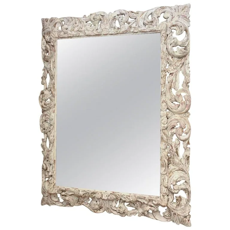 Distressed Cream Ornate Wall Mirror