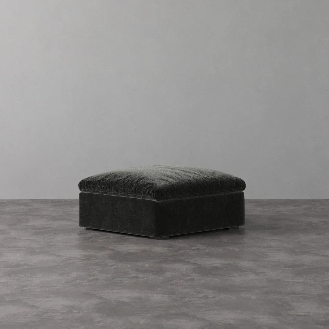 CloudLuxe Gray Velvet Rectangular Upholstered Ottoman