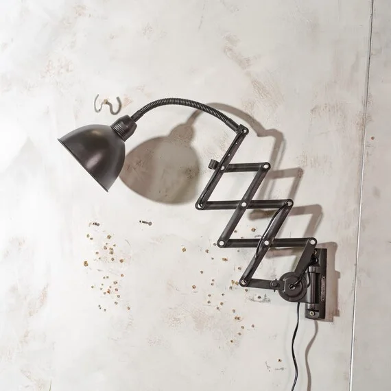 Matte Black Scissor Arm Wall Lamp