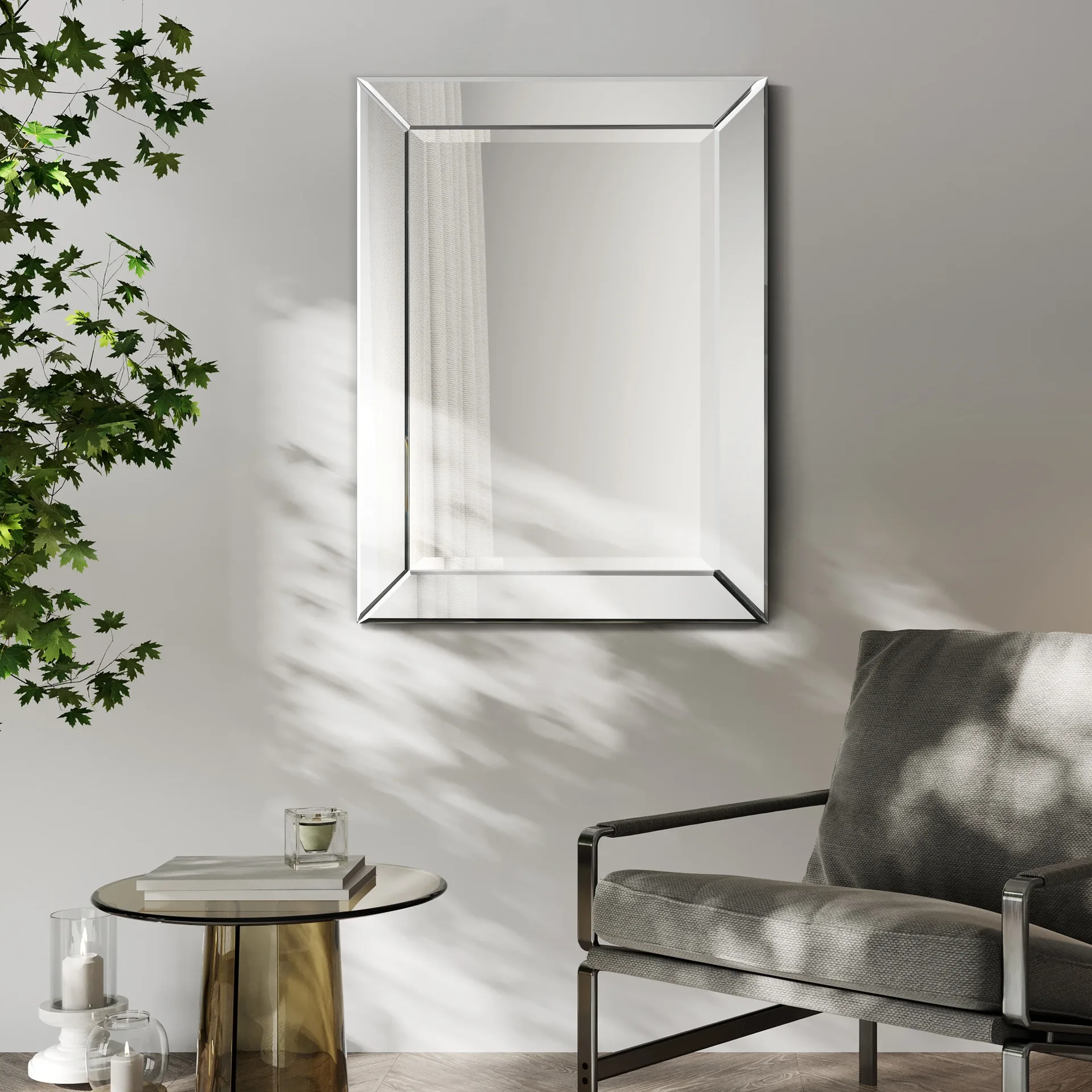 Empire Art Direct Rectangular Beveled Wall Mirror