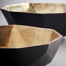 Matte Black and Gold Decorative Bowl