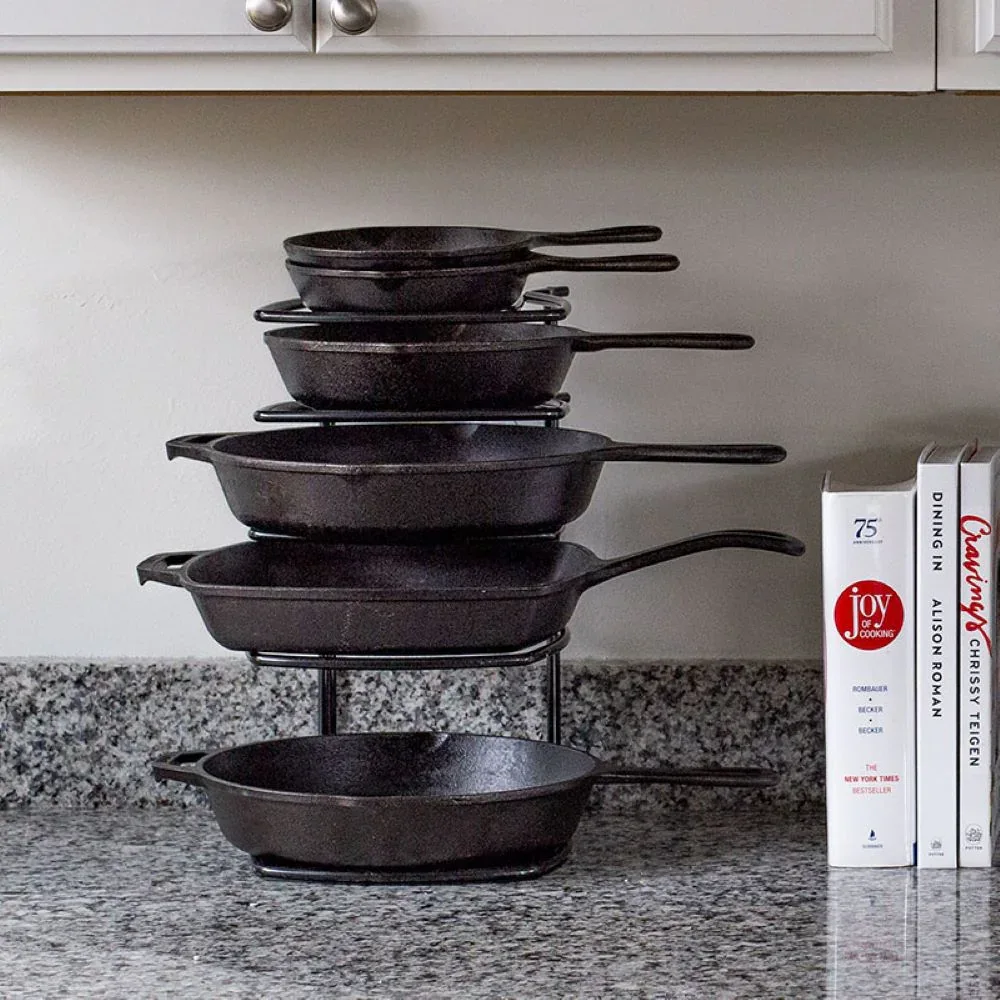 Black Metal Pan Organizer Rack