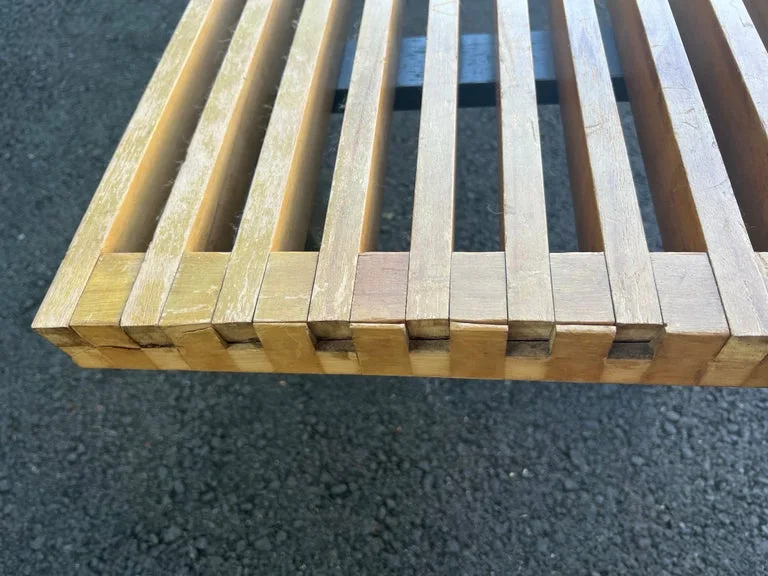 George Nelson Natural Wood Slat Bench