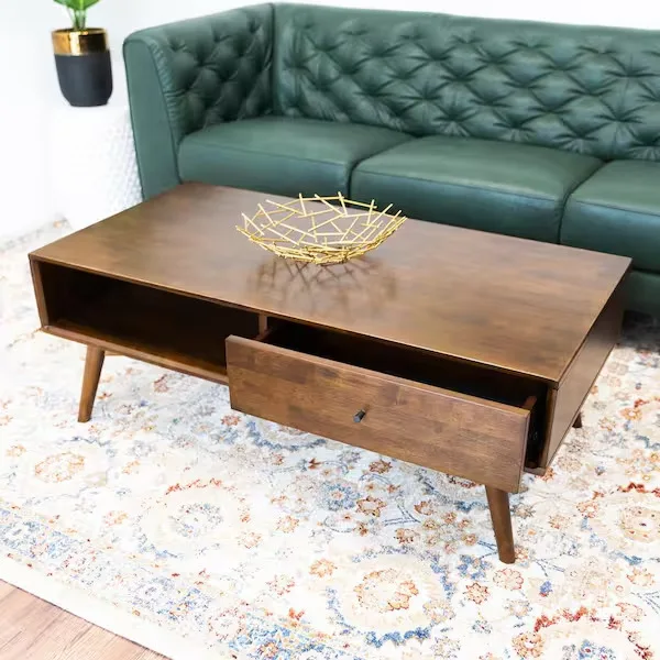 Nola Mid-Century Walnut Rectangular Coffee Table