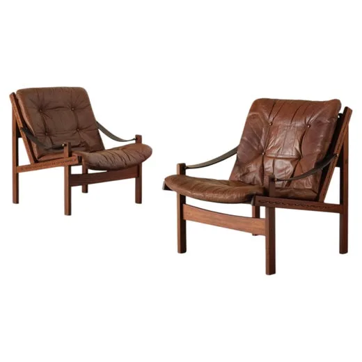 Hunter Mid-Century Modern Leather Lounge Chair