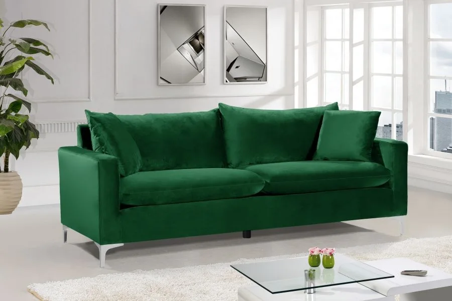 Melinda Contemporary Green Velvet Sofa