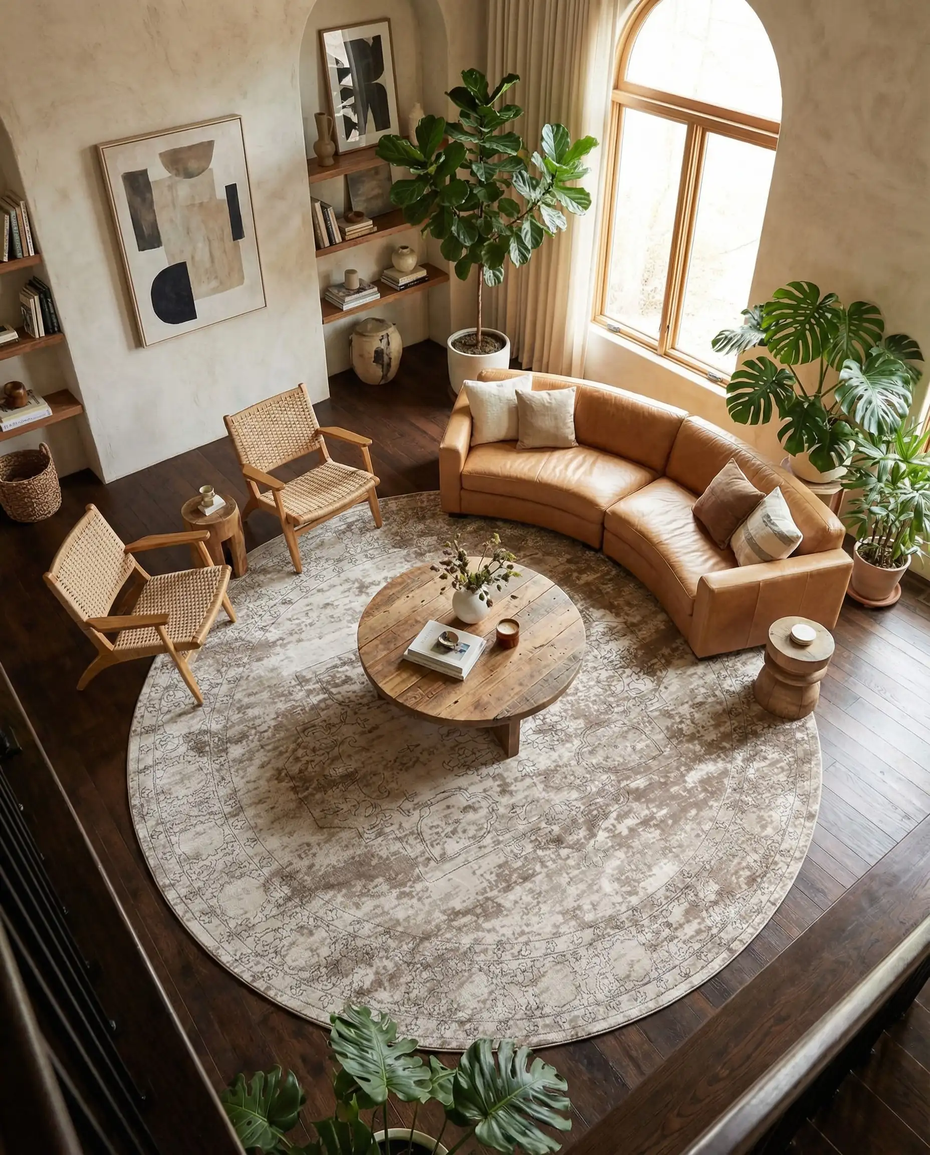 Beige Round Area Rug