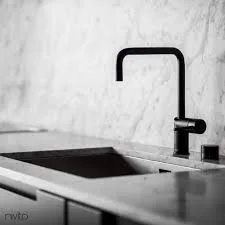 Matte Black Angular Kitchen Faucet