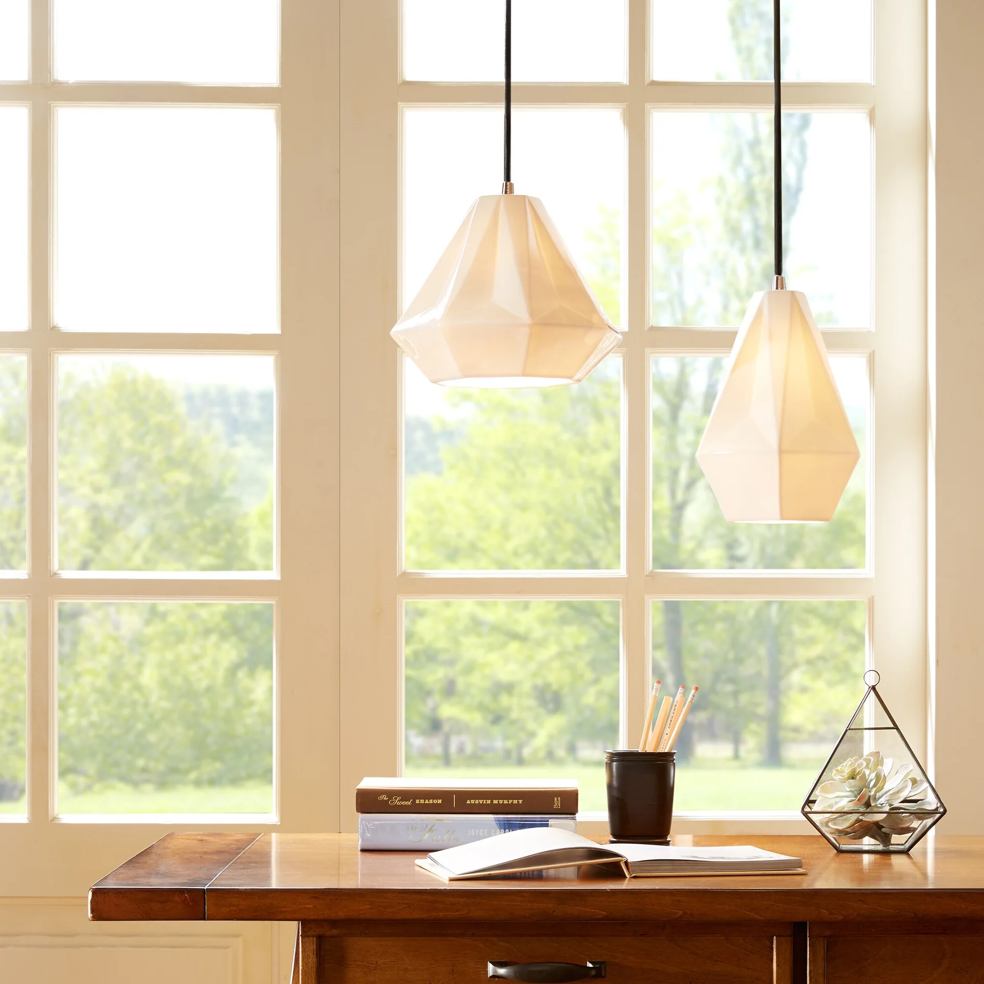 Sophie White Glass Geometric Pendant Light