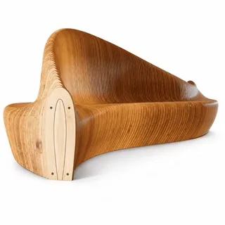 Curved Sculptural Wooden Bench