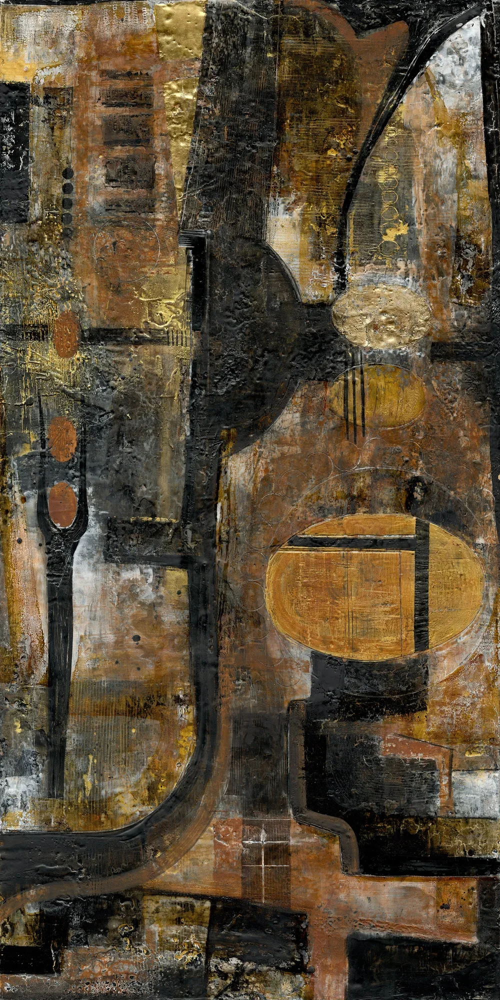 Abstract Wall Art with Gold Accents